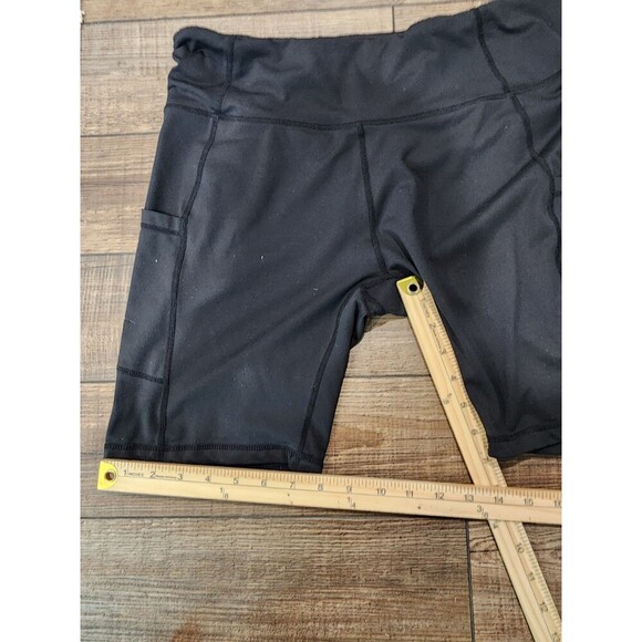 Baleaf Womens XL Black High-Waisted Bike Shorts Side Pockets Polyester/Spandex - Picture 4 of 8